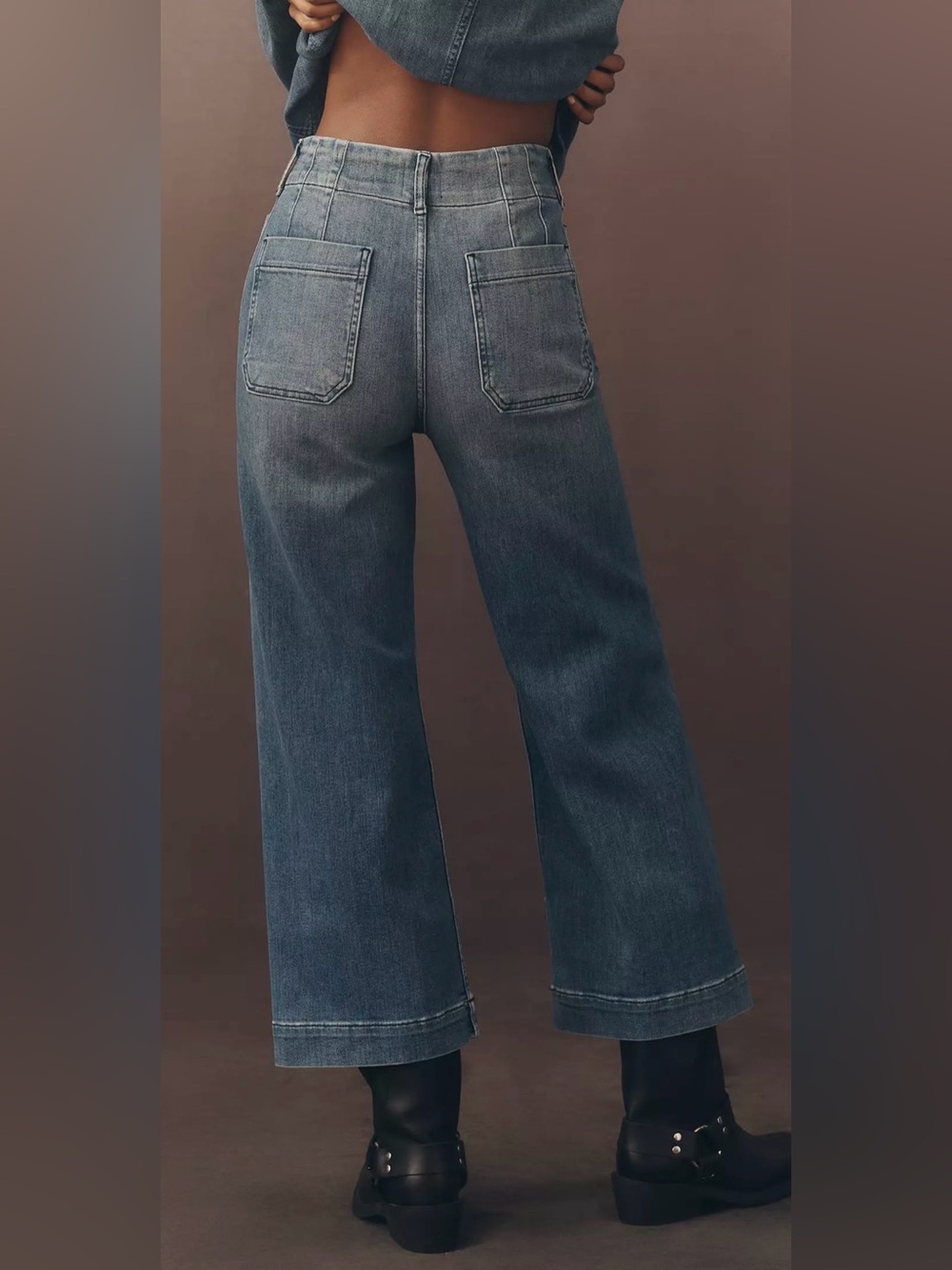Maeve The Colette Crop High-Rise Wide-Leg Jean Anthropologie Denim 31 - Picture 2 of 8